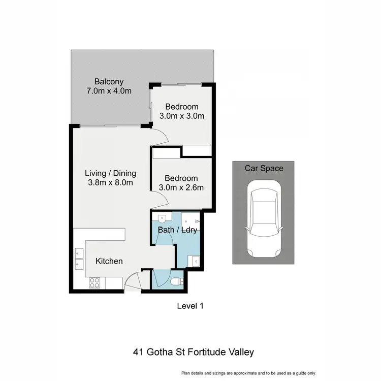 Floorplan of Homely unit listing, E42/20 Gipps Street, Fortitude Valley QLD 4006
