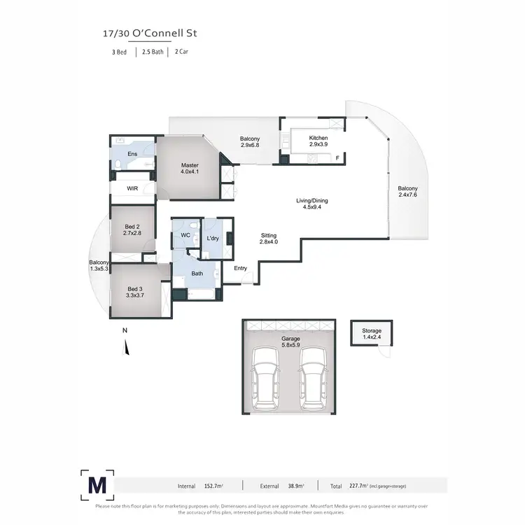 Floorplan of Homely apartment listing, 17/30 O'Connell Street, Kangaroo Point QLD 4169