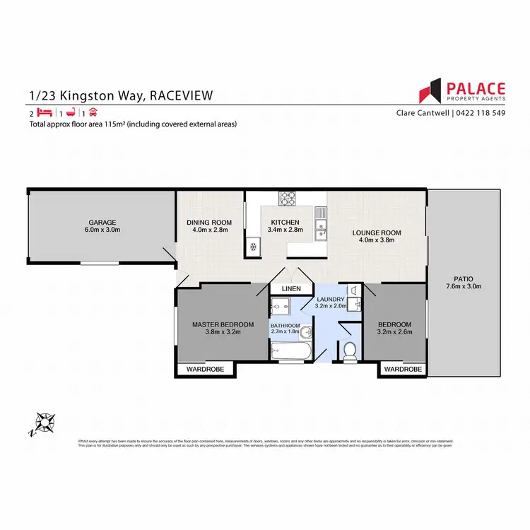 Floorplan of Homely unit listing, 1/23 Kingston Way, Raceview QLD 4305