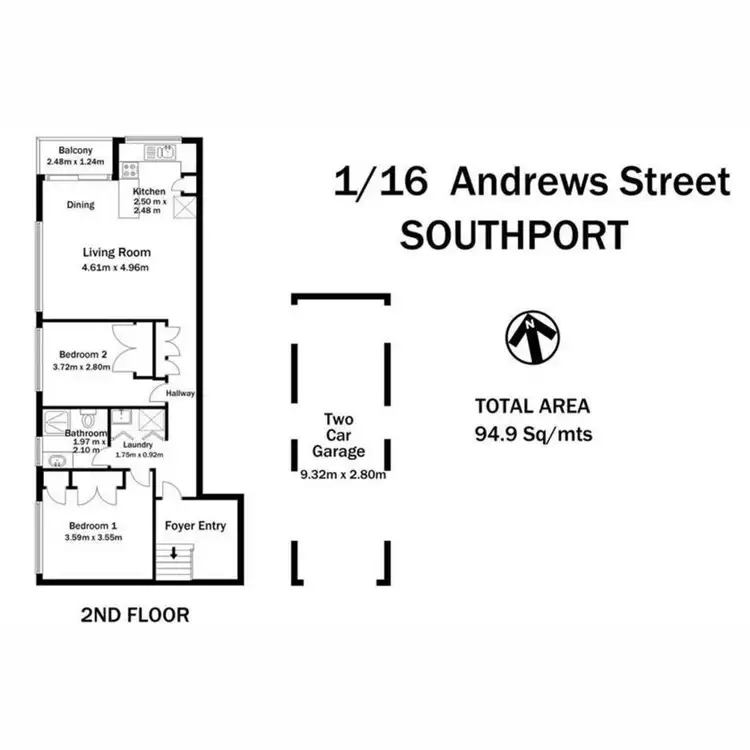 Floorplan of Homely unit listing, 1/16 Andrews Street, Southport QLD 4215