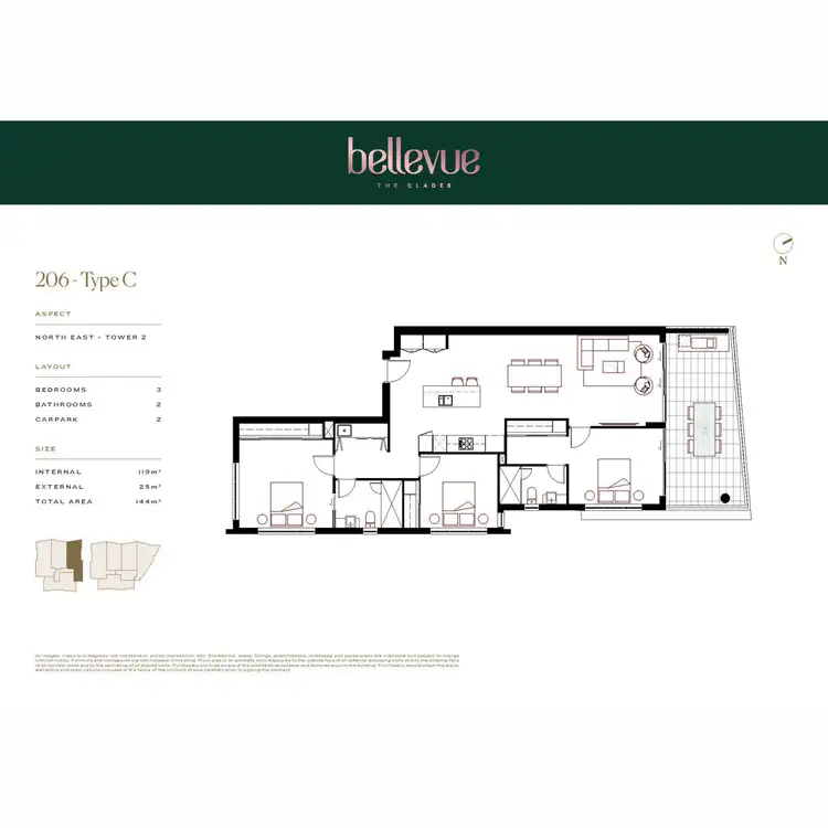Floorplan of Homely apartment listing, 206/601 The Glades Drive, Robina QLD 4226