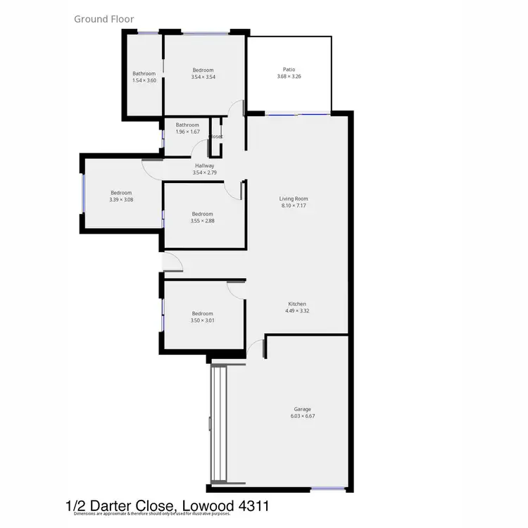Floorplan of Homely semi-detached listing, 1/2 Darter Close, Lowood QLD 4311