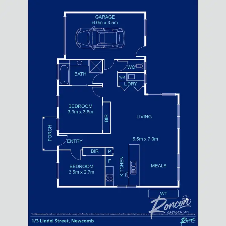 Floorplan of Homely unit listing, 1/3 Lindel Street, Newcomb VIC 3219