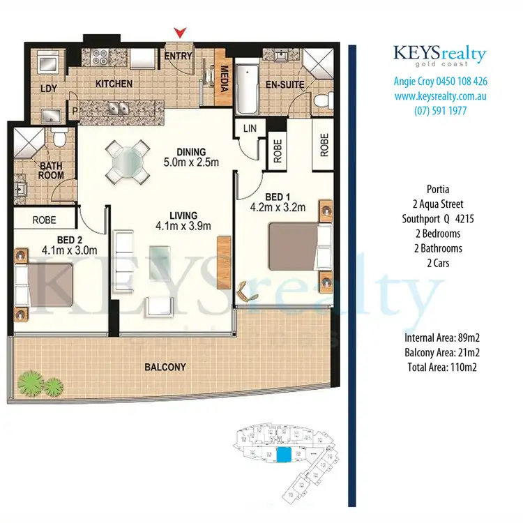 Floorplan of Homely apartment listing, 1806/2 Aqua Street, Southport QLD 4215