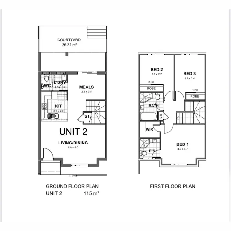 Floorplan of Homely townhouse listing, 2/27-31 Canberra Street, Oxley Park NSW 2760
