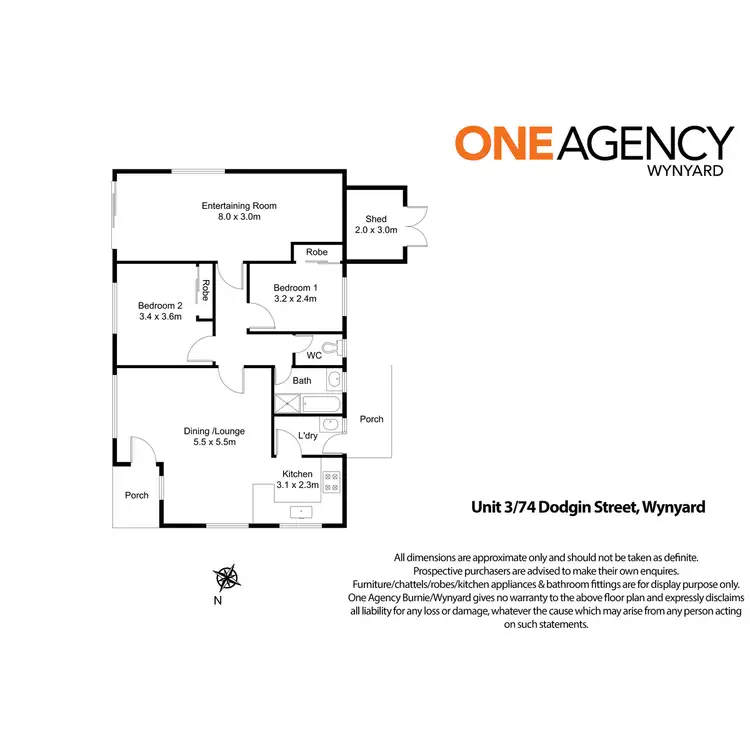 Floorplan of Homely unit listing, 3/74 Dodgin Street, Wynyard TAS 7325