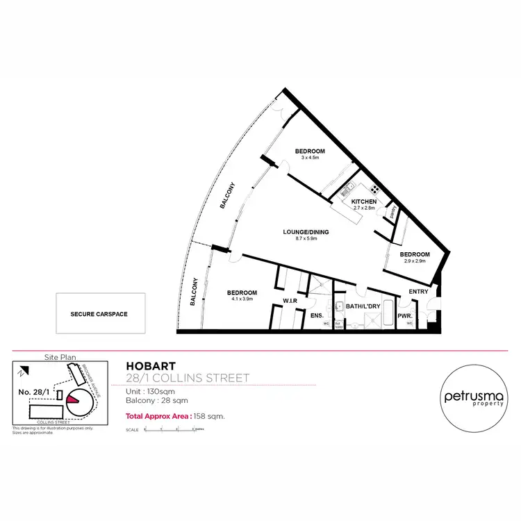 Floorplan of Homely apartment listing, 28/1 Collins Street, Hobart TAS 7000