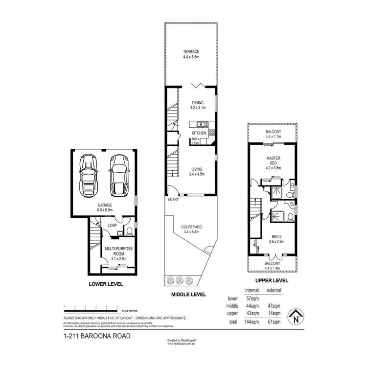 Floorplan of Homely townhouse listing, 1/211 Baroona Road, Paddington QLD 4064
