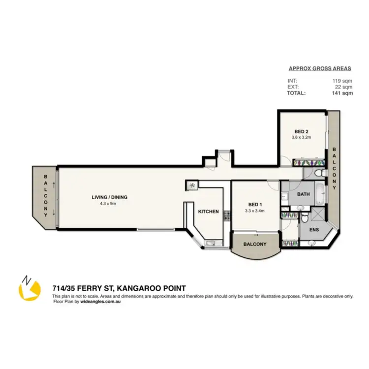 Floorplan of Homely apartment listing, 714/35 Ferry Street, Kangaroo Point QLD 4169