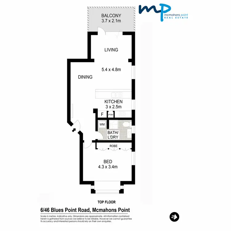 Floorplan of Homely apartment listing, 6/46 Blues Point Road, Mcmahons Point NSW 2060