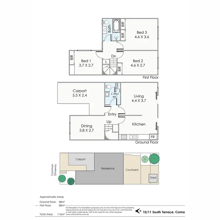 Floorplan of Homely townhouse listing, 10/11 South Terrace, Como WA 6152