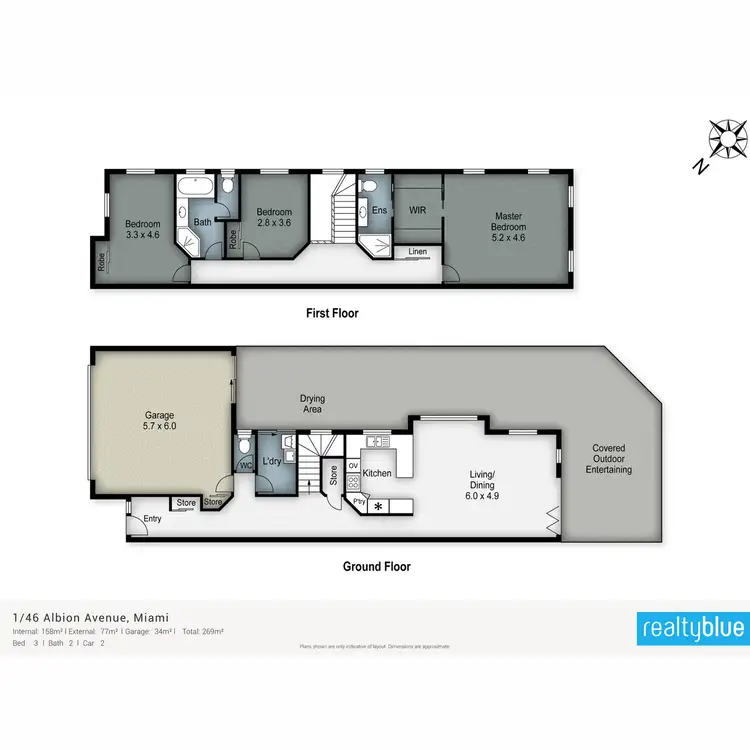 Floorplan of Homely semi-detached listing, 1/46 Albion Avenue, Miami QLD 4220