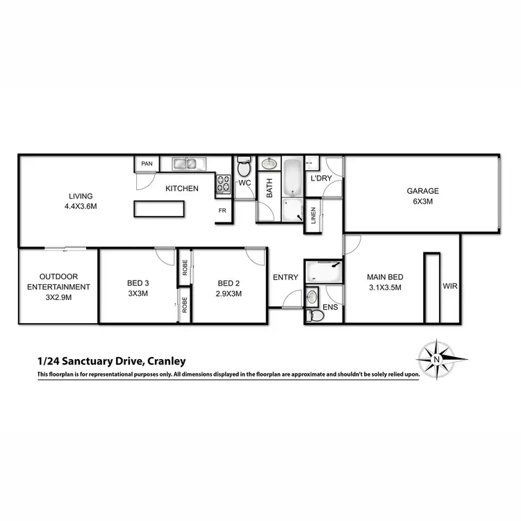 Floorplan of Homely unit listing, 1/24 Sanctuary Drive, Cranley QLD 4350