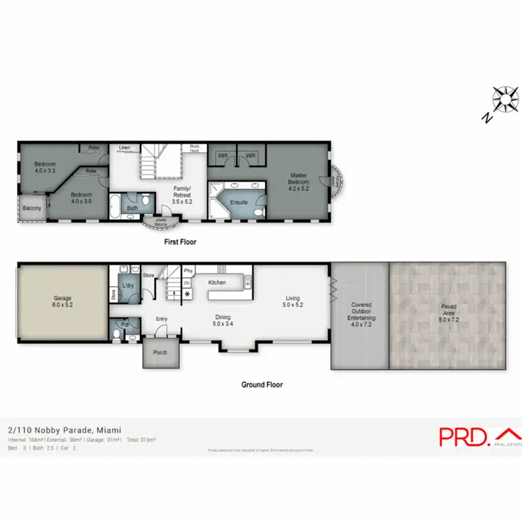 Floorplan of Homely semi-detached listing, 2/110 Nobby Parade, Miami QLD 4220