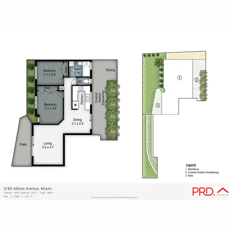 Floorplan of Homely semi-detached listing, 2/50 Albion Avenue, Miami QLD 4220