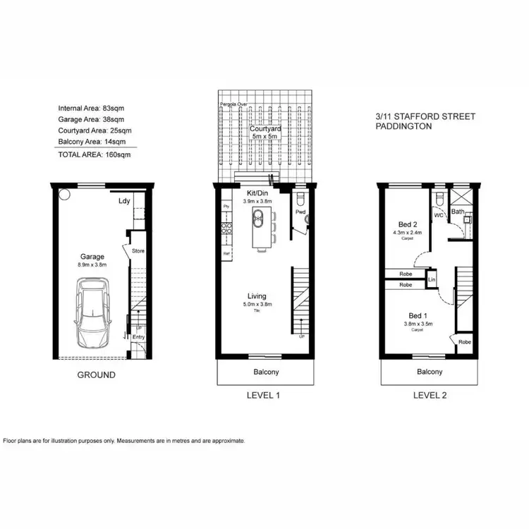 Floorplan of Homely townhouse listing, 3/11 Stafford Street, Paddington QLD 4064