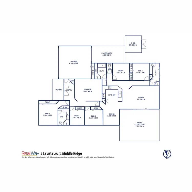Floorplan of Homely house listing, 3 La Vista Court, Middle Ridge QLD 4350