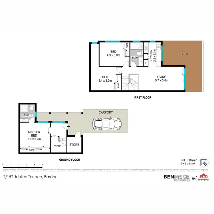 Floorplan of Homely townhouse listing, 2/152 Jubilee Terrace, Bardon QLD 4065