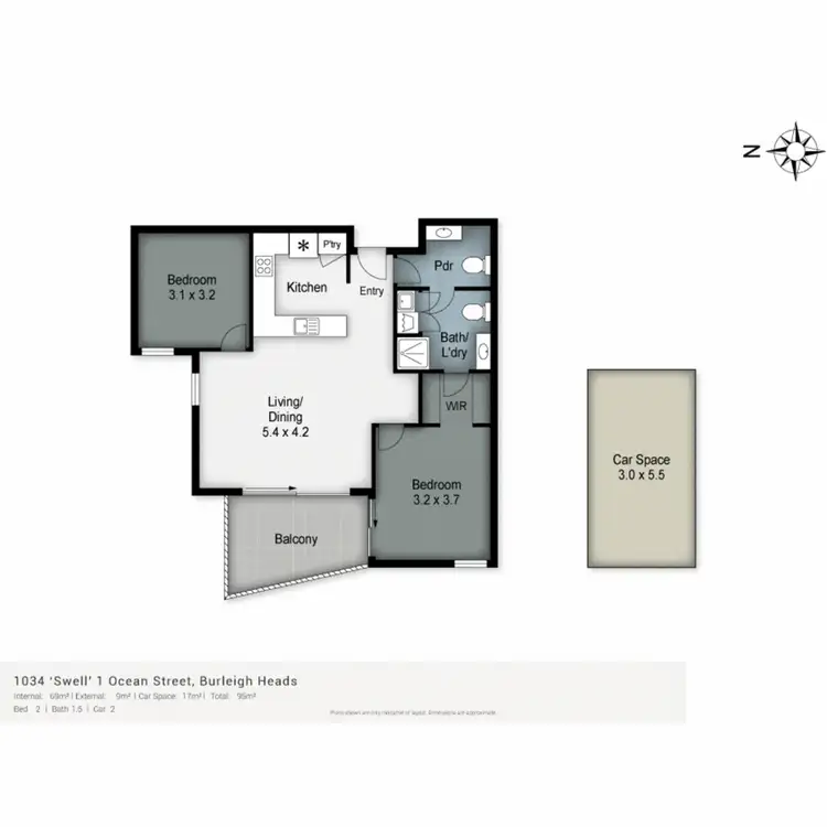 Floorplan of Homely unit listing, 1034/1 Ocean Street, Burleigh Heads QLD 4220
