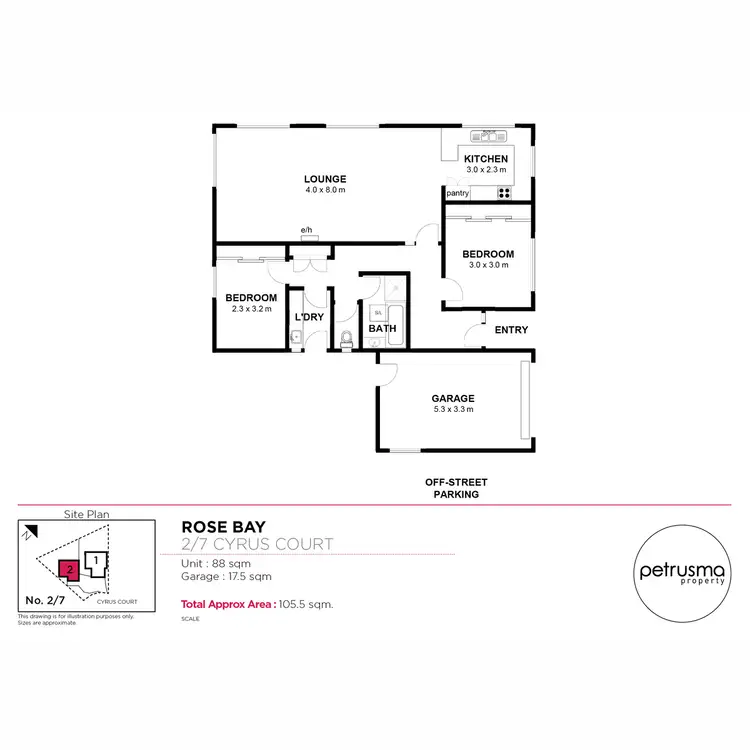Floorplan of Homely townhouse listing, 2/7 Cyrus Court, Rose Bay TAS 7015