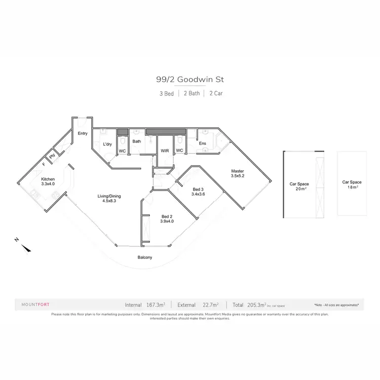 Floorplan of Homely apartment listing, 99/2 Goodwin Street, Kangaroo Point QLD 4169