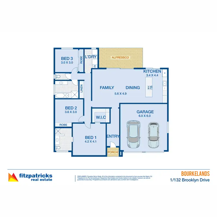 Floorplan of Homely unit listing, 1/132 Brooklyn Drive, Bourkelands NSW 2650