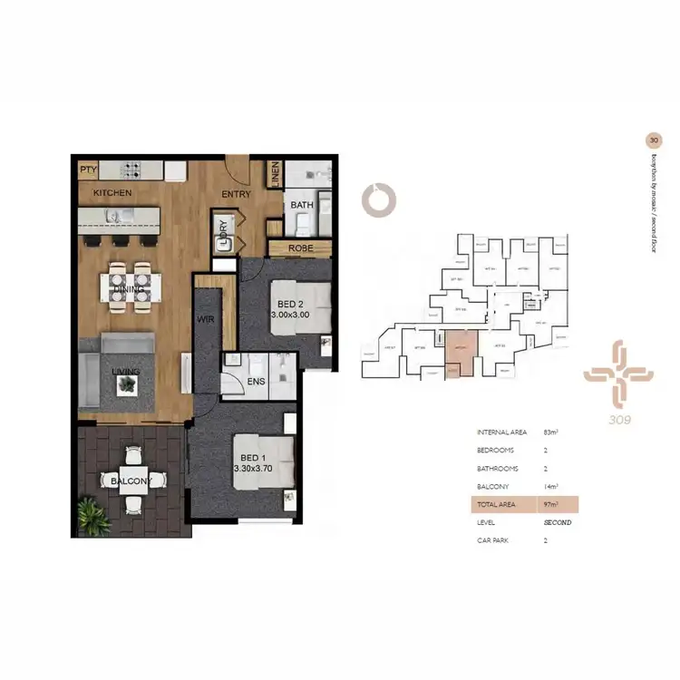 Floorplan of Homely apartment listing, 309/50 Bonython Street, Windsor QLD 4030
