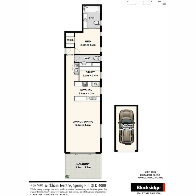 Floorplan of Homely apartment listing, 403/491 Wickham Terrace, Spring Hill QLD 4000
