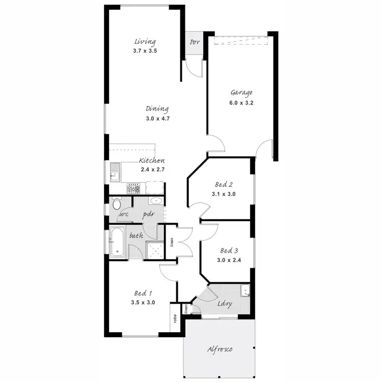 Floorplan of Homely unit listing, 1/96 London Street, Port Lincoln SA 5606