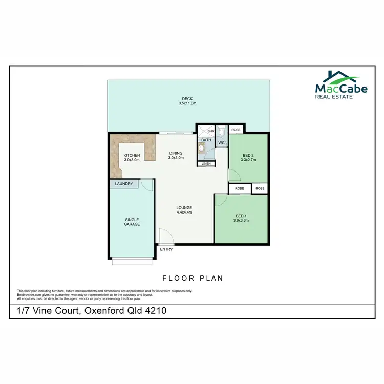 Floorplan of Homely semi-detached listing, 1/7 Vine Court, Oxenford QLD 4210