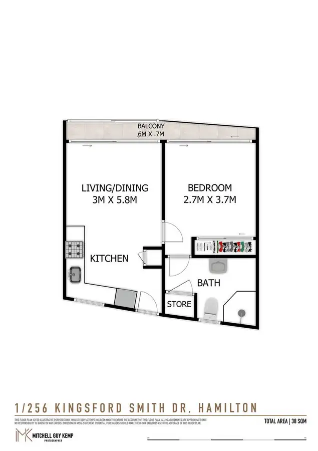 Floorplan of Homely unit listing, 1/256 Kingsford Smith Drive, Hamilton QLD 4007