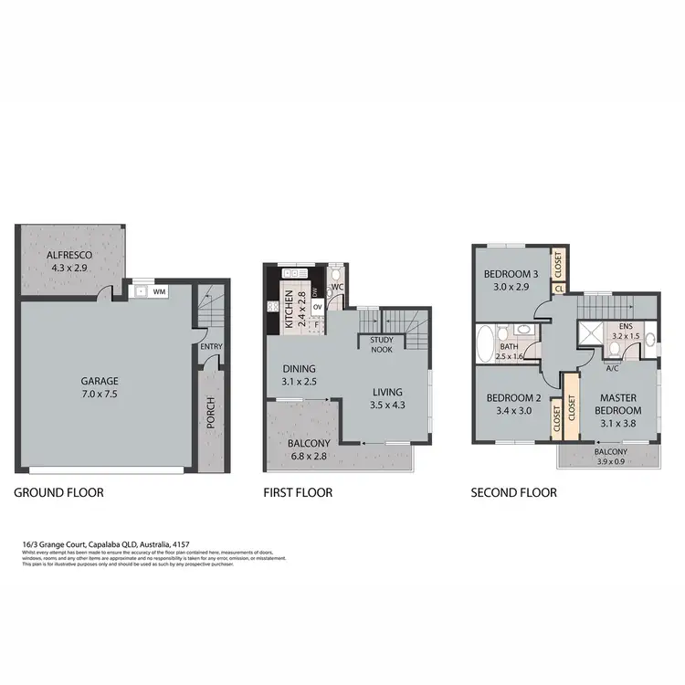 Floorplan of Homely townhouse listing, 16/3 Grange Court, Capalaba QLD 4157