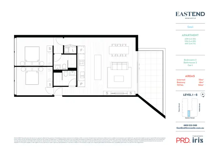 Floorplan of Homely apartment listing, N607/147-153 Hunter Street, Newcastle NSW 2300