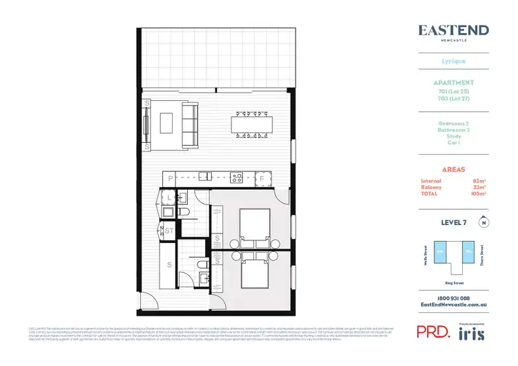Floorplan of Homely apartment listing, S701/147-153 Hunter Street, Newcastle NSW 2300