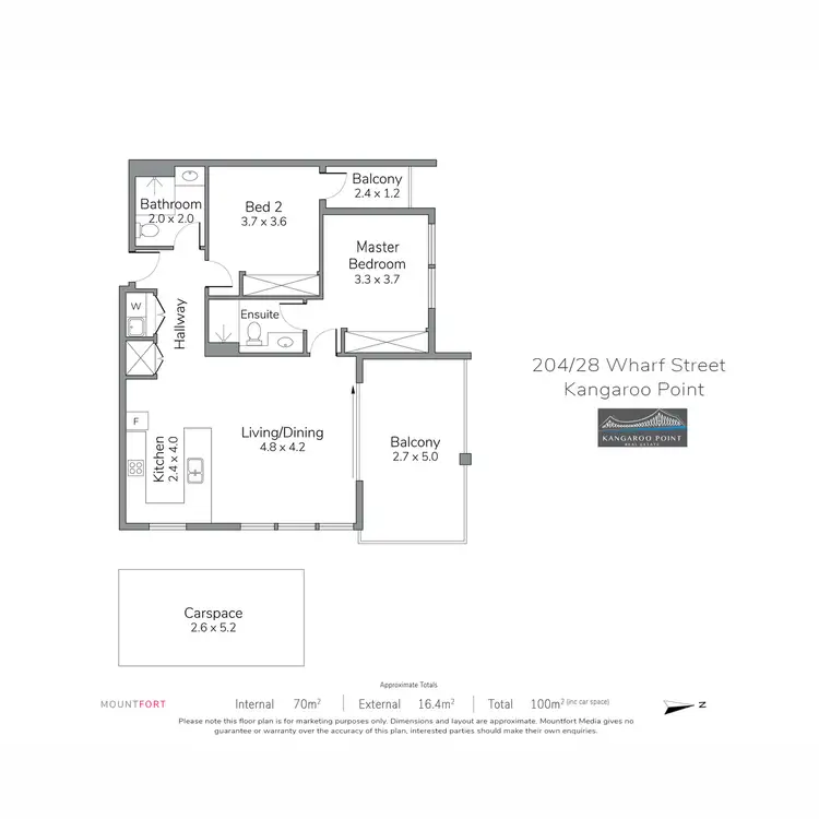 Floorplan of Homely apartment listing, 204/28 Wharf Street, Kangaroo Point QLD 4169
