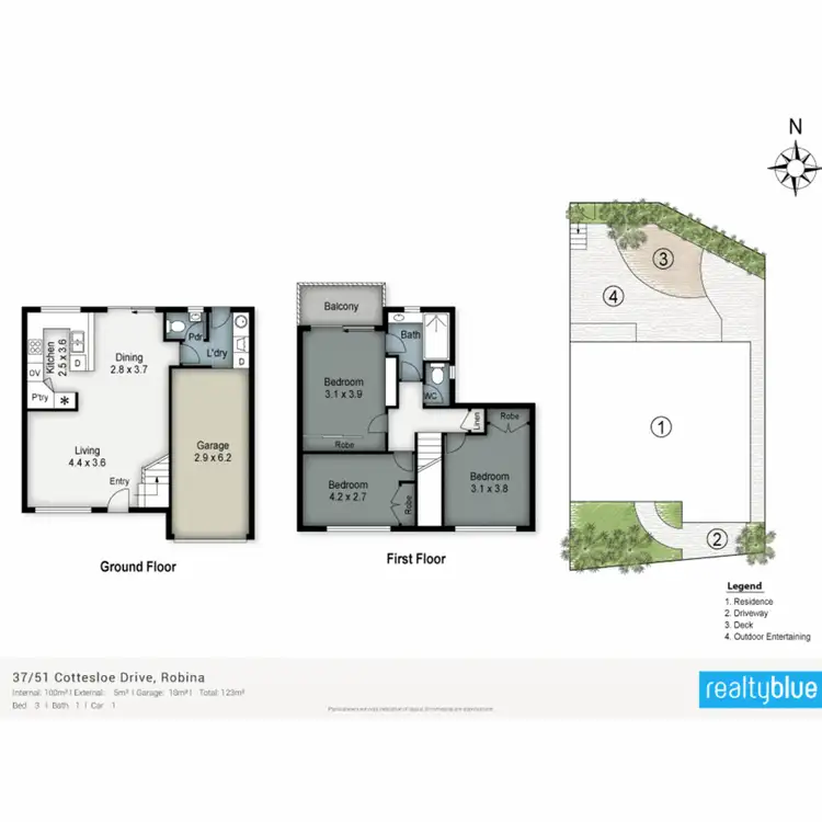 Floorplan of Homely townhouse listing, 37/51 Cottesloe Drive, Robina QLD 4226