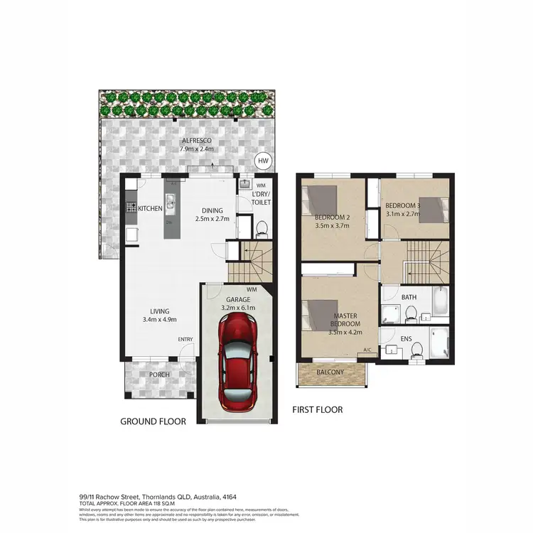 Floorplan of Homely townhouse listing, 99/11 Rachow Street, Thornlands QLD 4164