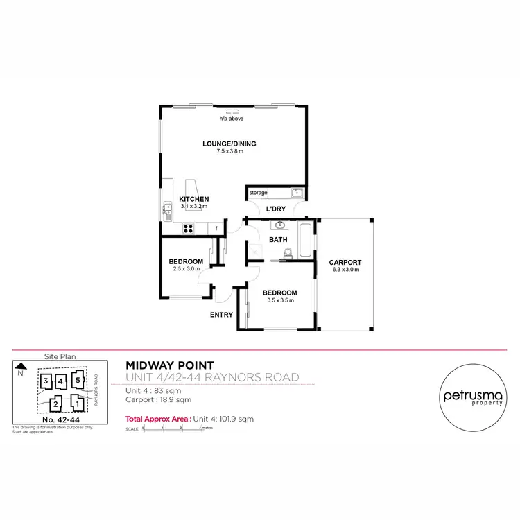 Floorplan of Homely unit listing, 1-4/42-44 Raynors Road, Midway Point TAS 7171
