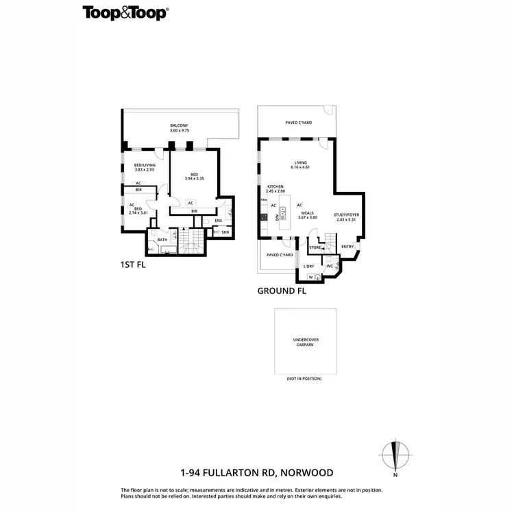 Floorplan of Homely townhouse listing, 1/94 Fullarton Road, Norwood SA 5067