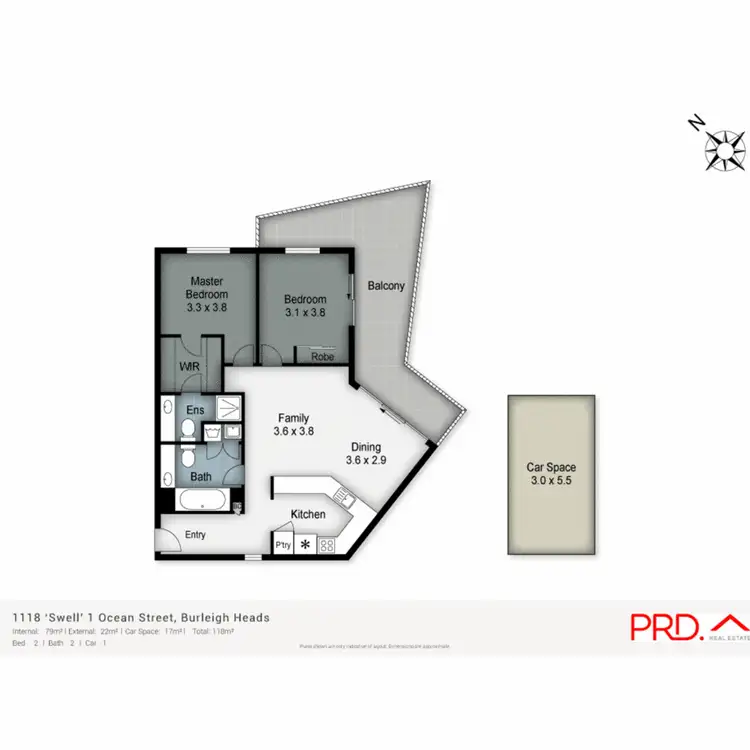 Floorplan of Homely apartment listing, 1118/1 Ocean Street, Burleigh Heads QLD 4220