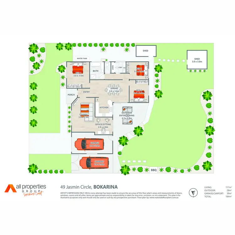 Floorplan of Homely house listing, 49 Jasmin Circle, Bokarina QLD 4575