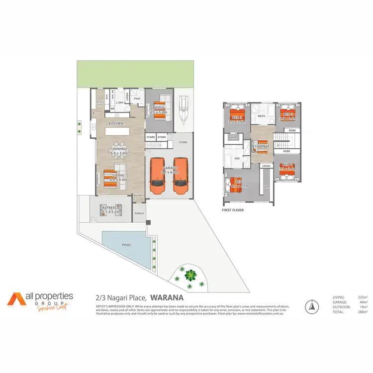 Floorplan of Homely semi-detached listing, Residence 2/3 Nagari Place, Warana QLD 4575