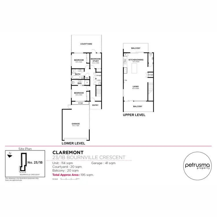 Floorplan of Homely townhouse listing, 23/1B Bournville Crescent, Claremont TAS 7011