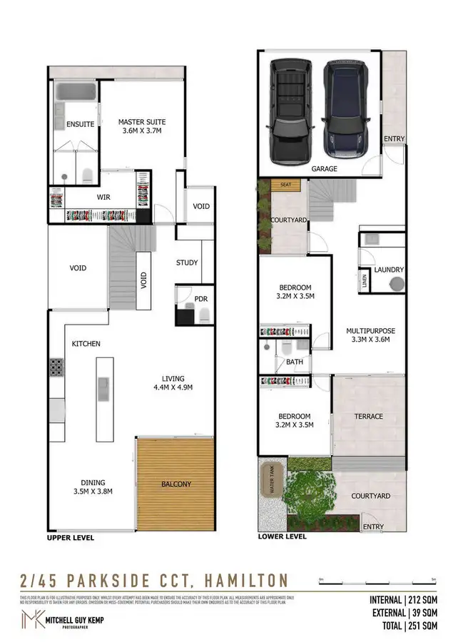 Floorplan of Homely townhouse listing, 2/45 Parkside Circuit, Hamilton QLD 4007