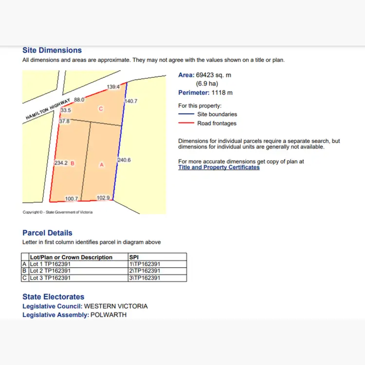 Floorplan of Homely rural property listing, LOT 1,2 & 3 Hamilton Highway, Cressy VIC 3322