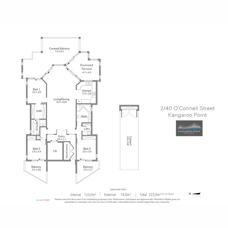Floorplan of Homely apartment listing, 2/40 O'Connell Street, Kangaroo Point QLD 4169
