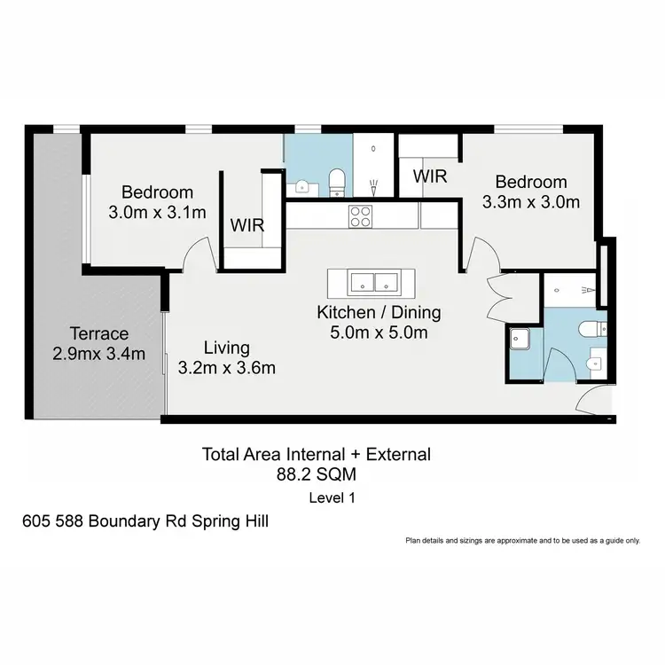 Floorplan of Homely apartment listing, 605/584-588 Boundary Street, Spring Hill QLD 4000