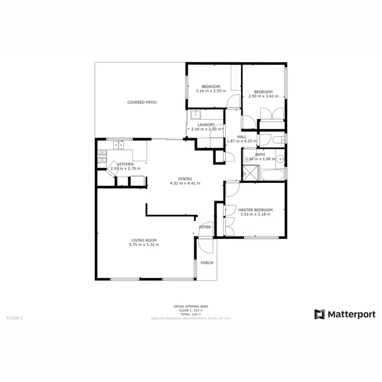 Floorplan of Homely semi-detached listing, 75B Chesterton Road, Bassendean WA 6054