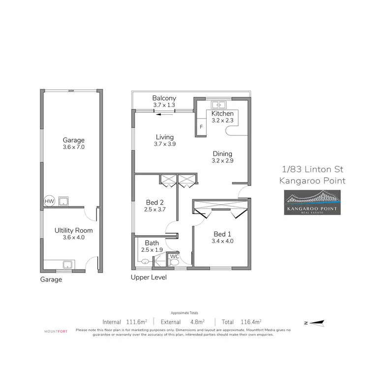 Floorplan of Homely apartment listing, 1/83 Linton Street, Kangaroo Point QLD 4169