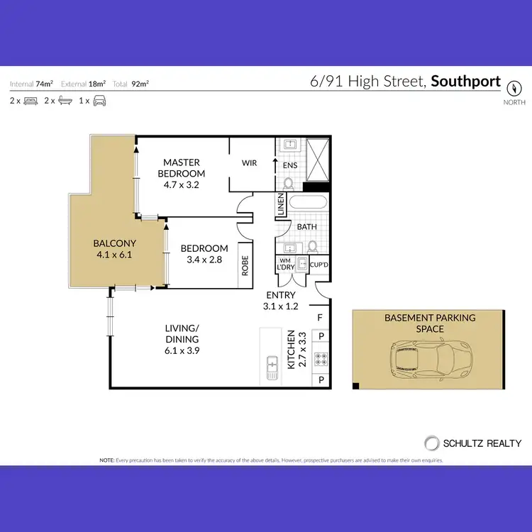 Floorplan of Homely apartment listing, 6/91 High Street, Southport QLD 4215